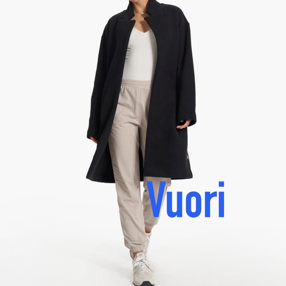NWT Vuori Restore Coat Fleece Sweatshirt Trench Jacket * Black * Medium/Large - Picture 2 of 9